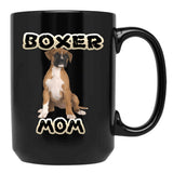 Boxer Dog Mom Mother Black Coffee Mug, Gift Coffee Mug - Black