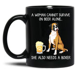Boxer Mom And Beer Funny Dog Gift Black Coffee Mug, Gift Coffee Mug