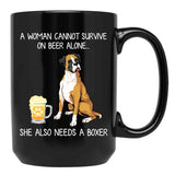 Boxer Mom And Beer Funny Dog Gift Black Coffee Mug, Gift Coffee Mug - Black