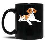 Brittany Dog Cute Illustration Black Coffee Mug, Gift Coffee Mug