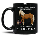 Brumby Horse And Wine Funny Horse Black Coffee Mug, Gift Coffee Mug