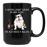 Bulldog And Wine Funny Dog Black Coffee Mug, Gift Coffee Mug - Black