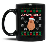 Capy Christmas Capybara Christmas Xmas Santa Hat Black Coffee Mug, Gift Coffee Mug