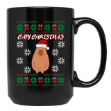Capy Christmas Capybara Christmas Xmas Santa Hat Black Coffee Mug, Gift Coffee Mug - Black