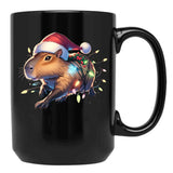 Capybara Christmas Black Coffee Mug, Gift Coffee Mug - Black