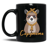 Capymama Funny Capybara Mother Capybara Black Coffee Mug, Gift Coffee Mug