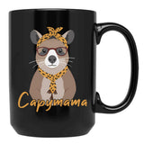 Capymama Funny Capybara Mother Capybara Black Coffee Mug, Gift Coffee Mug - Black