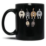 Cat Butt Cat Lovers T-Shirt Cat Mom Cat Dad Funny Jokes T Short Short Sleeve Black Coffee Mug, Gift Coffee Mug