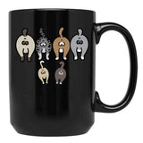 Cat Butt Cat Lovers T-Shirt Cat Mom Cat Dad Funny Jokes T Short Short Sleeve Black Coffee Mug, Gift Coffee Mug - Black
