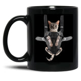 Cat In Baby Carrier Black Coffee Mug, Gift Coffee Mug