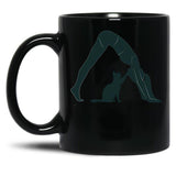 Cat Mom Yoga Black Coffee Mug, Gift Coffee Mug