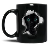 Cat Shirt Cat Tshirt Black Cat Torn Cloth Shirt Kitten Black Coffee Mug, Gift Coffee Mug