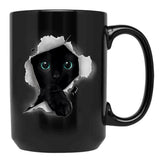Cat Shirt Cat Tshirt Black Cat Torn Cloth Shirt Kitten Black Coffee Mug, Gift Coffee Mug - Black