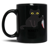 Cat What Black Coffee Mug, Gift Coffee Mug