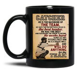 Catcher Baseball Black Coffee Mug