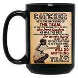 Catcher Baseball Black Coffee Mug