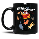 Cats For Everyone Funny Chirstmas Cat Black Coffee Mug, Gift Coffee Mug