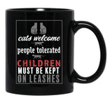 Cats Welcome Black Coffee Mug, Gift Coffee Mug - Black