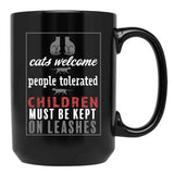 Cats Welcome Black Coffee Mug, Gift Coffee Mug - Black