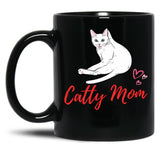 Catty Mom Cat Black Coffee Mug, Gift Coffee Mug