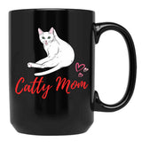 Catty Mom Cat Black Coffee Mug, Gift Coffee Mug - Black