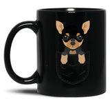 Chihuahua Dog In Pocket Black Coffee Mug, Gift Coffee Mug
