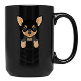 Chihuahua Dog In Pocket Black Coffee Mug, Gift Coffee Mug - Black