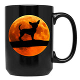 Chihuahua Dog Silhouette Moon Chiwawa Lover Black Coffee Mug, Gift Coffee Mug - Black