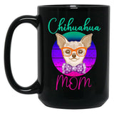 Chihuahua Mom Funny Cute Women Dog Lover Black Coffee Mug, Gift Coffee Mug