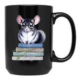 Chinchilla And Books Black Coffee Mug, Gift Coffee Mug - Black