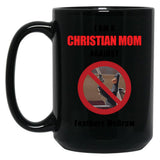 Christian Moms Against Feathers Mcgraw Black Coffee Mug, Gift Coffee Mug