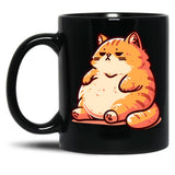 Chubby Cute Orange Cat Black Coffee Mug, Gift Coffee Mug