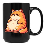 Chubby Cute Orange Cat Black Coffee Mug, Gift Coffee Mug - Black