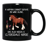 Clydesdale Horse And Wine Funny Horse Black Coffee Mug, Gift Coffee Mug - Black