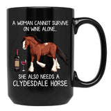 Clydesdale Horse And Wine Funny Horse Black Coffee Mug, Gift Coffee Mug - Black