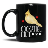 Cockatiel Mom Black Coffee Mug, Gift Coffee Mug