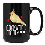 Cockatiel Mom Black Coffee Mug, Gift Coffee Mug - Black