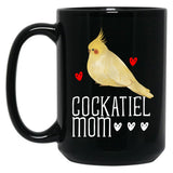Cockatiel Mom Black Coffee Mug, Gift Coffee Mug