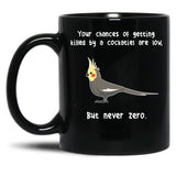 Cockatiel Never Zero Black Coffee Mug, Gift Coffee Mug