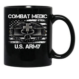 Combat Medic U.S. Army Badge Funny Military Doctor Nurse Gift Black Coffee Mug, Gift Coffee Mug - Black
