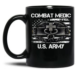 Combat Medic U.S. Army Badge Funny Military Doctor Nurse Gift Black Coffee Mug, Gift Coffee Mug