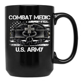 Combat Medic U.S. Army Badge Funny Military Doctor Nurse Gift Black Coffee Mug, Gift Coffee Mug - Black