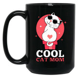 Cool Cat Mom Black Coffee Mug, Gift Coffee Mug