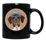 Cool German Shorthaired Pointer In Cap And Sunglasses Especially For Gsp Owners Black Coffee Mug, Gift Coffee Mug - Black