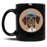 Cool German Shorthaired Pointer In Cap And Sunglasses Especially For Gsp Owners Black Coffee Mug, Gift Coffee Mug
