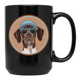 Cool German Shorthaired Pointer In Cap And Sunglasses Especially For Gsp Owners Black Coffee Mug, Gift Coffee Mug - Black