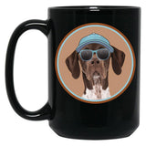 Cool German Shorthaired Pointer In Cap And Sunglasses Especially For Gsp Owners Black Coffee Mug, Gift Coffee Mug