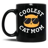 Coolest Cat Mom Black Coffee Mug, Gift Coffee Mug