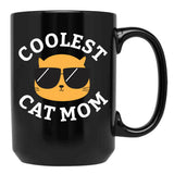 Coolest Cat Mom Black Coffee Mug, Gift Coffee Mug - Black