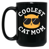 Coolest Cat Mom Black Coffee Mug, Gift Coffee Mug